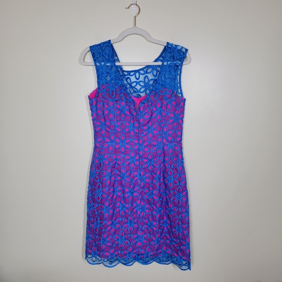 Lilly Pulitzer Selna Royce Blue Daisuly Floral Eyelet Dress Size 8 - Picture 6 of 7